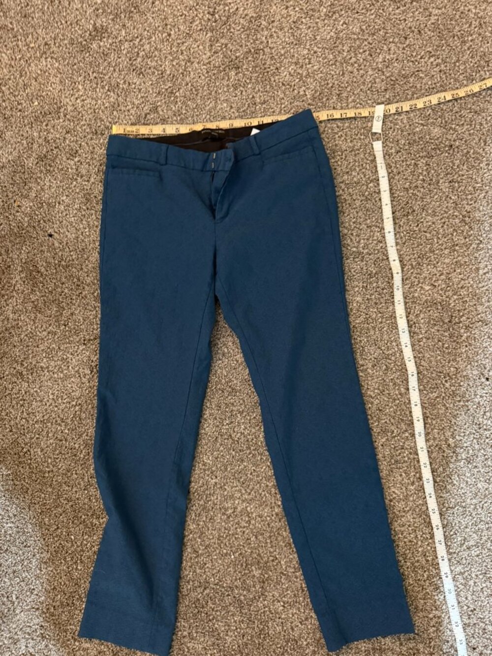 Banana Republic Sloan Pants Womens 4 Blue Teal Jacquard Ankle Trouser Stretch